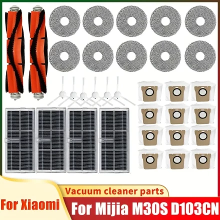 [Durable Build] Accessories Suitable for Xiaomi Robot Vacuum Cleaners, Compatible with The Mijia M30S D103CN Model, Including Main Side Brushes, HEPA Filters, Mop Cloths, And Dust Bag Consumables | New Models of Accessories.