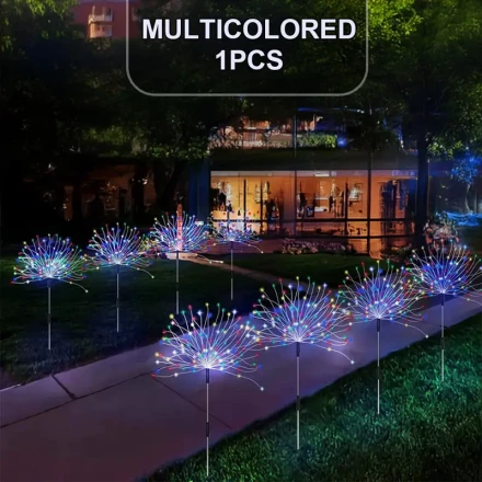 FACHOI 420 LED Solar Firework Lights, Multi-Mode Outdoor Garden Lighting - Vibrant Colors for Patio, Walkway, Pathway, Party & Wedding Decor