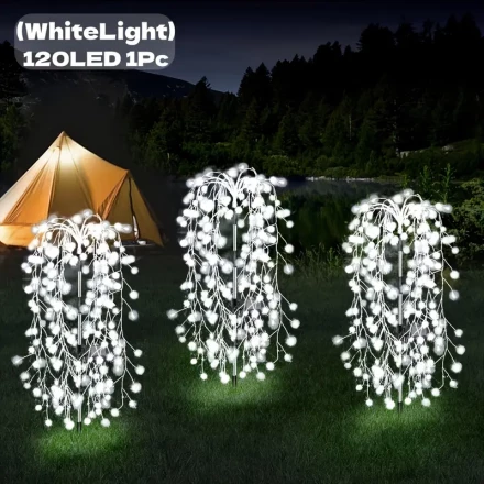 FACHOI Solar-Powered Firecracker Lights with 200 Leds in Multicolor, Warm White, And White Light, Featuring 8 Vibrant Modes. These Durable And Energy-Efficient Lights Are Ideal for Patios, Gardens, Pathways, And Are (IP65), Making Them Perfect for Parties