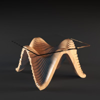 Reversible table with glass