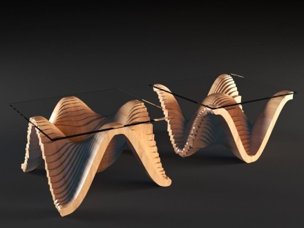 Reversible table with glass