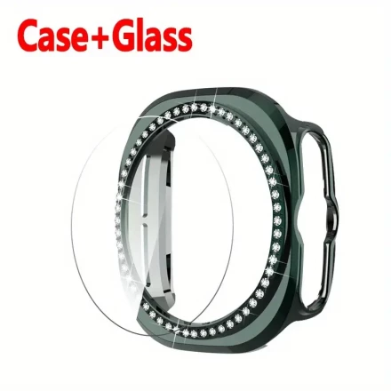 Diamond Case+Glass For Samsung Galaxy Watch 7 Ultra 47mm Bling PC Bumper Cover Screen Protector Film For Galaxy Watch 7Ultra