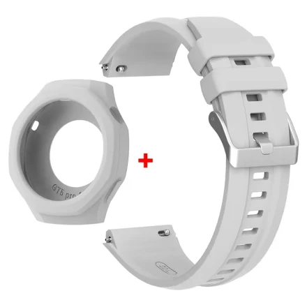Huawei Watch GT5 Pro 46mm Silicone Strap with Silvery Buckle + Protective Case
