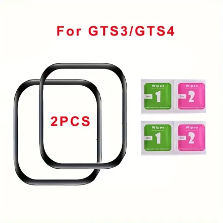 2pcs HD Clear Screen Protector for Amazfit Bip 5/3/3Pro, GTR2E/GTR3, Pop 3R, GTS 3/4/4Mini - Full Coverage, Scratch Resistant, Fingerprint Reduction, Bubble-Free, Easy Application, 44*36mm, Wearable Accessory | Bubblefree Application | Flexible Pet Materi