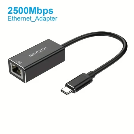 RSHTECH 2.5G Ethernet USB Adapter Wired LAN Network Connection 2500Mbps Type-C Ethernet Adapter for PC Laptop