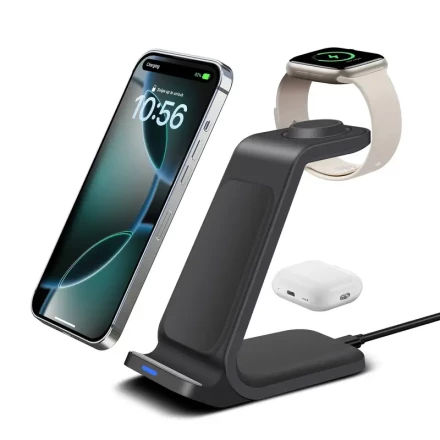 3 in 1 Wireless Charger Station for iPhone 16 15 14 13 Pro/Pro Max Wireless Charging for iWatch Ultra 2/10/9/8/7/6/5 Airpods Pro 2/3/4 Charger Dock