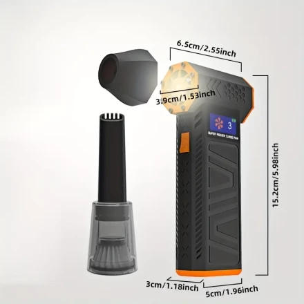 Portable Turbo Fan Vacuum Cleaner - 130000 Rpm, 8000Mah, Multi-Function - Equipped with Vacuum Head, Type- C Fast Charging And Power Display, Blowing And Dusting, Super Strong High Suction - Suitable for Car, Home, Object Cleaning, Inflatable