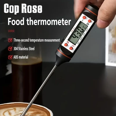 Cop Rose Digital Food Thermometer, ABS Material, Battery Powered, ≤36V Operating Voltage, with Liquid Temperature Pen for BBQ and Baking, Kitchen Oil Measurement Tool, COP ROSE