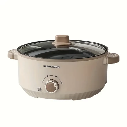 24CM Single-Layer Electric Cooking Pot for Home Use, Electric Hot Pot, Multifunctional Cooking Pot That Can Be Used for Soup, Stir-Frying, And Steaming Rice. It Is Suitable for Various Occasions Such As Gatherings, Family Meals, And Dormitories. This Non-