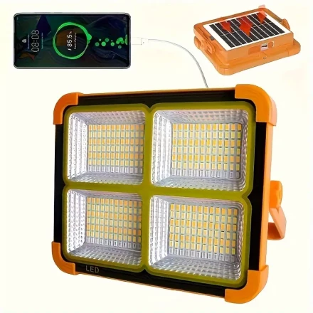 Portable LED Smart USB & Solar Charging Light, Long Battery Life, 5 Gear Adjustment Light with Magnetic Hook, Suitable for Camping, Emergency Lighting, Outdoor Travel Smart
