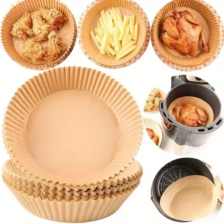 Non-stick Air Fryer Paper Mat, Suitable for Air Fryer, Baking, Cooking and Microwave - Food Grade Oil Paper