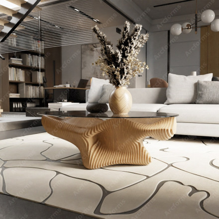 Designer table with oval glass top