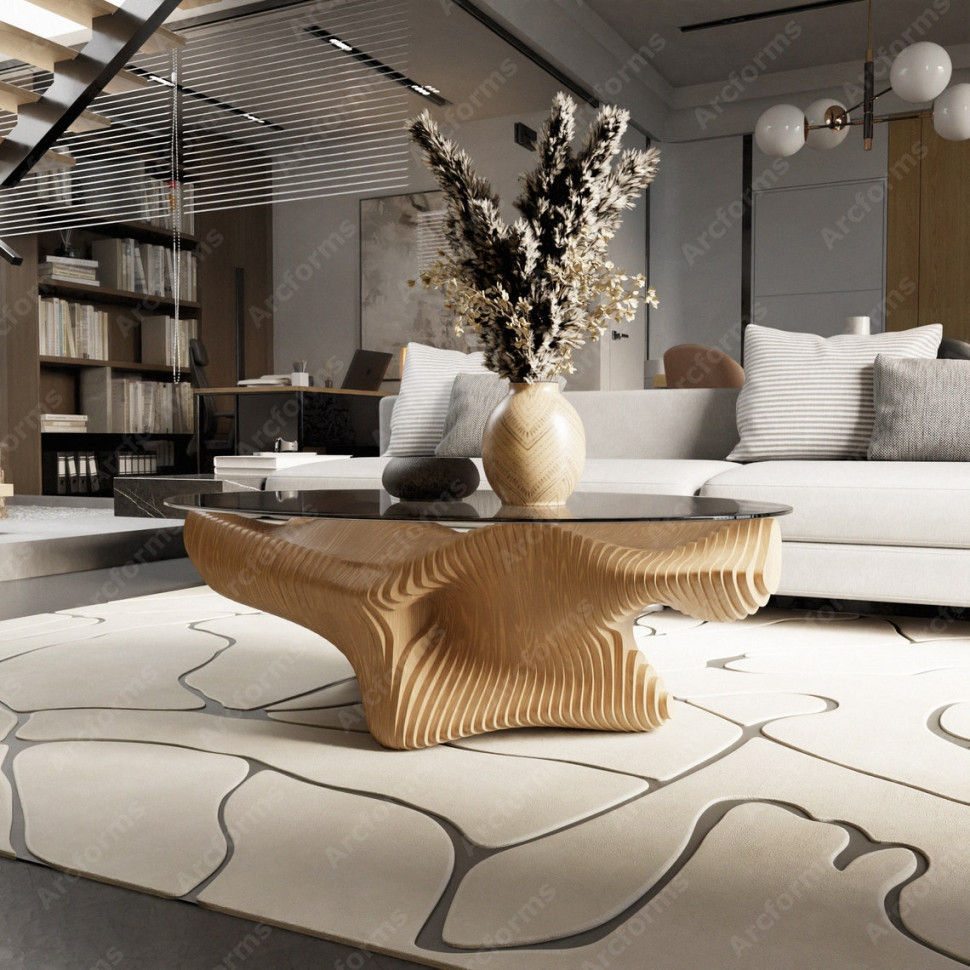 Designer table with oval glass top