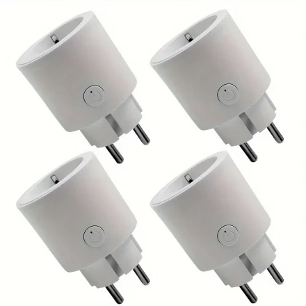 Simatoper 4pcs Smart WiFi Outlets - Mini, Energy Monitoring, App & Voice Control with Alexa/Google Home, Timer Function, 16A 3840W, European Standard Plug
