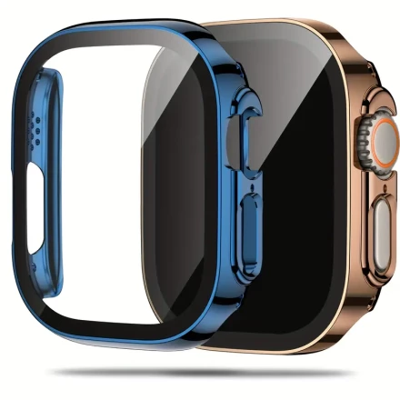 2-Pack 360 Degree Full Surround PC Case for Apple Watch, Built-in Glass Screen Protection, All-Around Lightweight Non-Scratch, Water-Resistant, Checkered Pattern, Compatible with 40MM, 41MM, 44MM, 45MM, 49MM Models