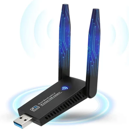 AC1300m Wireless Network Card USB Win10 Drive-Free Network Card WiFi Receiver Transmitter, Wireless Connectivity|Stylish Antennas|Durable Casing