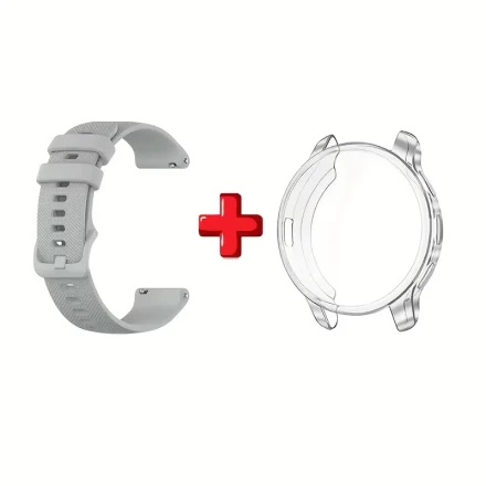 Garmin Venu 2 Plus Compatible Silicone Sport Band & Clear TPU Case Set - Adjustable, Soft Touch Replacement Strap for Men and Women