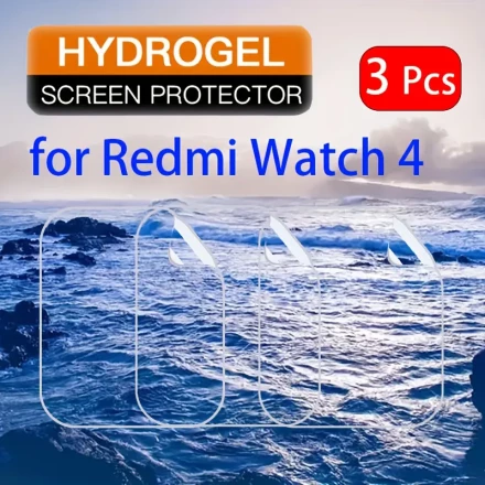 3-Pack PET Screen Protector for Redmi Watch 4 - 2H Hardness, Anti-Fingerprint, Scratch-Resistant, High-Definition Hydrogel Film, No Battery Included
