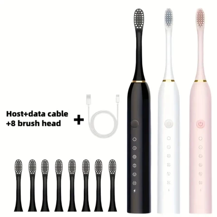 1 Couple Electric Toothbrush, Magnetic Levitation Technology, with 2/8 Soft Brush Heads, Good Choice for Gift