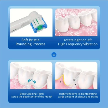 8 Brush Heads Electric Toothbrush, Smart Timer, 3 Cleaning Modes, Round Head Toothbrush, USB Fast Charging,, Rechargeable Adult Electric Toothbrush