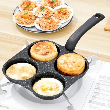GUANHUANG 1pc Cast Iron Non-Stick Egg Frying Pan, Pancake & Burger Pan for Gas & Electric Stoves, Multi-Stove Design, Ideal Breakfast Kitchen Tool, Sleek Modern Style, Pans for Cooking
