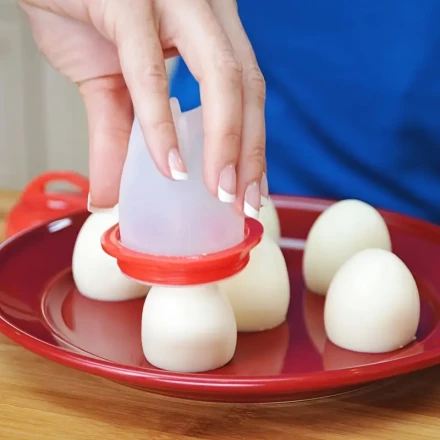 6-Piece Silicone Egg Poachers: Non-Stick, Heat-Resistant Cooking Cups for Perfectly Cooked Eggs and Easy Shell-Free Breakfast Preparation