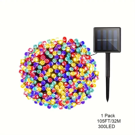 Super-Long 2pcs 32.0meter Solar String Lights for Outside, 600 LED Extra-Bright Solar Lights Outdoor, 8 Modes Solar Lights for Outside Garden Patio Outdoor Decorations Christmas (Warm White, Multicolor)1pcs