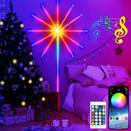 Intelligent LED Fireworks Lights, Application Controlled Adjustable Brightness Color Changing Lights, LED Indoor Decorative Lights, Suitable for Parties And Music Backgrounds, Powered by Non Rechargeable Batteries, Indoor And Outdoor Decorative Fireworks 