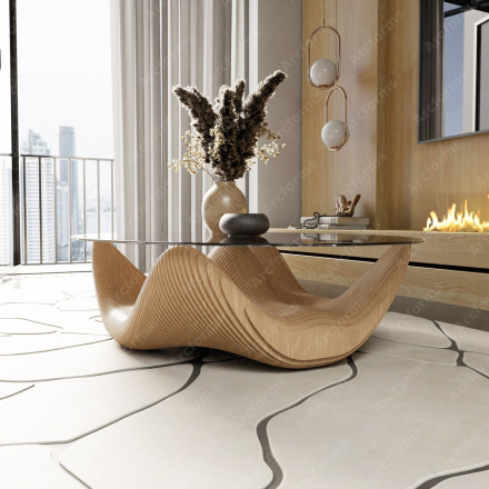 Stylish table with an oval glass top