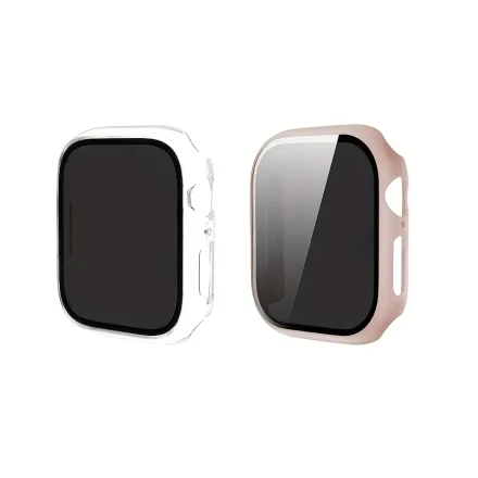 2pcs, Privacy and Anti-Peeping Protective Case for Apple Watch Screen Protector, (40/41/42/44/45/46mm), Series S10 9 8 7 6 5 4 SE Second Generation, PC Hard Cover Tempered Glass + Bumper