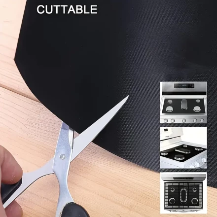 Easy-Clean 5-Hole Gas Stove Gasket - PTFE, Reusable & Washable Protective Cover for Dirt-Free Cooking, Cleaning Pad, Non Stick