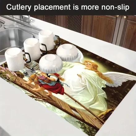 A Gas Stove Protector Featuring Angels And - Heat-Resistant And Scratch-Proof, with a Warm Protective Design That Is Easy to Clean, Adding Love And Safety to Your Kitchen Atmosphere.