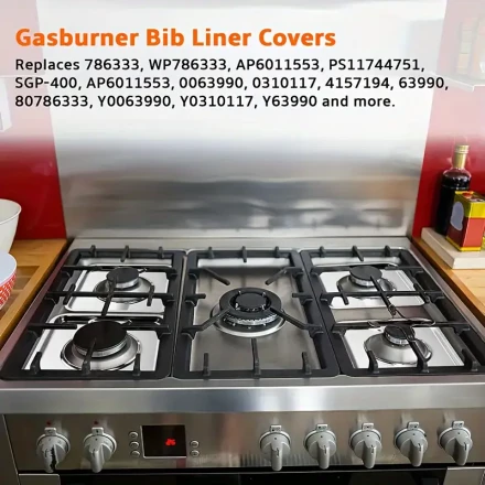 Stainless Steel Gas Stove Base Household Square Burner Cover Drip Pan, Gas Stove Burner Drip Pan Replacement Burner Bib Liner Covers (19.48cm" X 19.48cm") - Fits WP786333, 786333, AP6011553, PS11744751