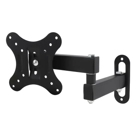1pc Wall-Mounted TV Bracket, Iron Construction, 15 Degree Tilt, 180 Degree Rotation, Fits 14-27 Inch LED LCD Flat Screen, Max Hole Distance 100x100mm, Supports up to 22 lbs/10kg, Black