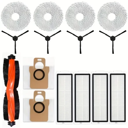Replacement Accessory Kit for Xiaomi X20 Pro/X20 Max Robotic Vacuum - Includes Main Brush, Dust Bags, Filters, and Edge Brushes - Durable Plastic, Reusable, No Battery Needed, Robotic Vacuum Accessories
