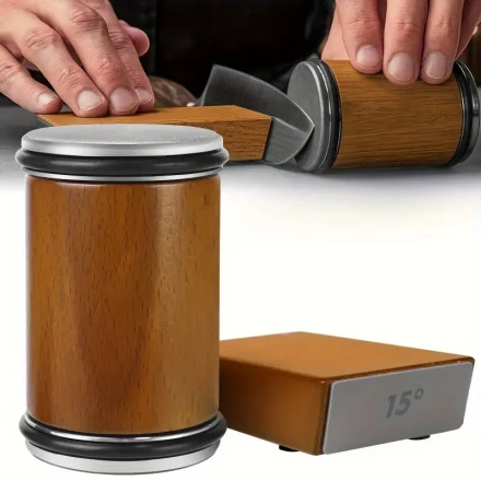 Four-Sided Roller Knife Sharpener Set with Diamond, Suitable for Steel of Any Hardness and 15-Degree Magnetic Angle Technology, Roller Knife Sharpener Set for Kitchen Knives, Stainless Steel Material, Uncharged, No Battery Included