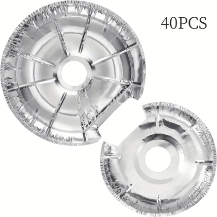 20/40pcs Aluminum Foil Range Hood Liners, 15.24 cm & 20.32 cm Replacement Drip Pans, Grease Catcher Liners for Kitchen Stove Top, with Protective Barrier for Electric & Gas Ranges