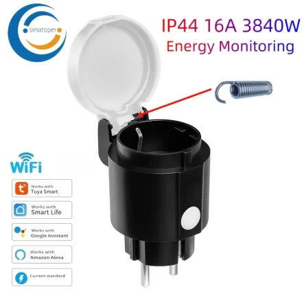 1pc Simatoper Smart WiFi Socket,, 16A 3840W, Tabletop Mini Plug with App Remote Control, Voice Control via Google Assistant, Timer Function, European Standard Type-F, 2.4GHz Wi-Fi, No Battery Required