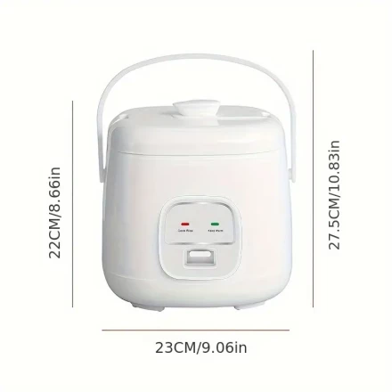 2L Mini Rice Cooker with Traditional Mechanical Buttons – Quick & Easy Cooking for Porridge, Cakes, and Meals for 1-2-3 People, White, Compact Design for Home Kitchens, Cooking for 123 People | Sleek White Design | Easy Operation Cooker