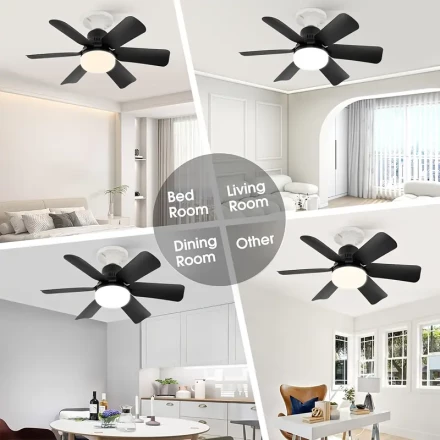 1pc Smart LED Ceiling Fan with Light and Remote Control, Adjustable Brightness, Timer with Memory Function, 3-Speed, Easy Installation E26/E27 Socket, Suitable for Room, Kitchen, Living Room, Storage - Non-Waterproof, Hardwired, 85V-265V