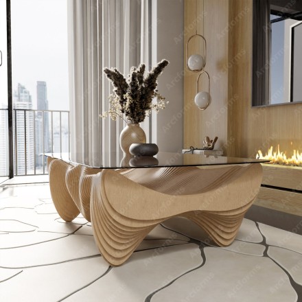 Luxurious table with glass