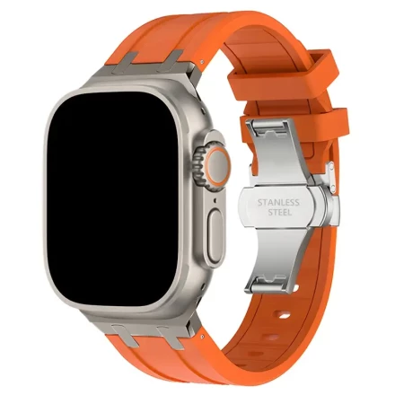 Soft Silicone Strap for Apple Watch Ultra 2 1 49mm Series 9 8 7 41 45mm Rubber Band for iWatch 6 5 4 se 42mm 44mm Mens Bracelet