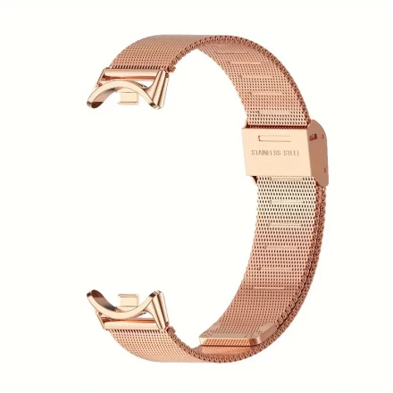 Mijobs Stainless Steel Mesh Strap for Xiaomi Mi Band 8 - Elegant Golden-Tone with Black Accents, Durable Smartwatch Replacement Band