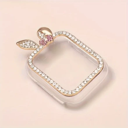 Adorable Rabbit Case Suitable for Apple Watch Ultra SE Series and 9 8 7 6 5 4 3 2 1 Case with Rhinestones, Fashionable, Durable, Exquisite Style, Integrated Shell Film, Full Coverage, High Transparency, Tempered Glass, Anti-fall, Anti-vibration, Anti-wear