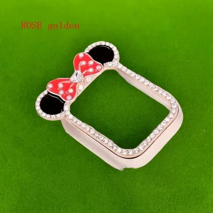 Sparkling Bowknot Mouse Watch Band Case for iWatch 5/6/7/8/9SE - Durable PC Material, Fits 40/41/44/45mm - Protective Cover with Glittery Butterfly Knot Design
