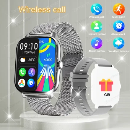 4.65cm Full Touch Smartwatch, Wireless 4.0, USB Charging, 240p Display, Non-Waterproof, Sports & Fitness Tracker, Step & Calorie Counter, Multiple Exercises, Sedentary Alert, Weather Update, Message Alerts, Compatible with Android & iPhone, Rechargeable L