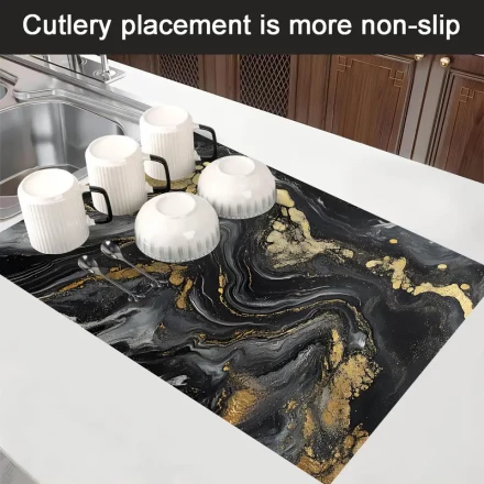 One Piece of Sturdy Polyester Protector for Gas Stove Cooktops Featuring a Stylish Black And Golden Marbled Pattern - Resistant to Heat And Scratches, Easy to Maintain - Ideal for Any Kitchen, Stove Top Protectors.