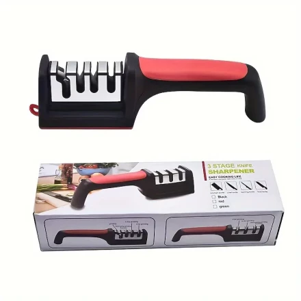 Knife Sharpener, Professional Kitchen Whetstone, Portable Knife Sharpener Tool for Home Kitchen and Outdoor Camping, Adjustable Angle and Non-slip Base, Easy to Sharpen, Material: Plastic, Steel, Ceramic