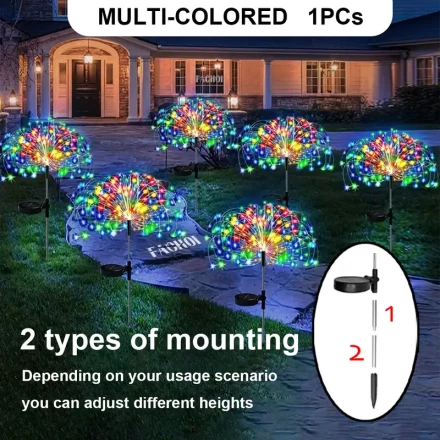 FACHOI 420LED Solar Firework Lights, 8 Modes Outdoor Solar Powered Garden Lights for Patio Walkway Pathway Party Wedding Decor, Nickel Battery, ≤36V