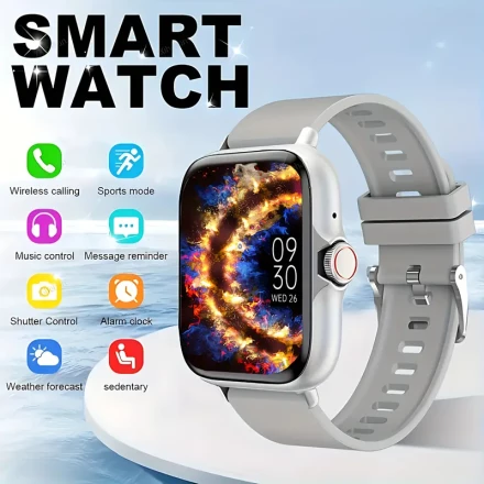 4.65cm Full Touch Screen HD Smartwatch,, with Wireless Calling/Notifications, Customizable Wallpaper, Multiple Sports Modes, Remote Camera & Music Control, USB Rechargeable 180mAh Lithium Polymer Battery, for Android & for iPhone, Ideal Gift